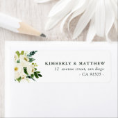 モダンアイボリー白フローラ結婚住所 シール (インサイチュ)