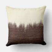 モダンアイボリー素朴な暗褐色の木のブラシストローク クッション (裏面)