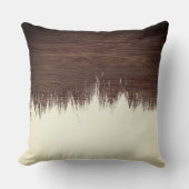 モダンアイボリー素朴な暗褐色の木のブラシストローク クッション (正面)