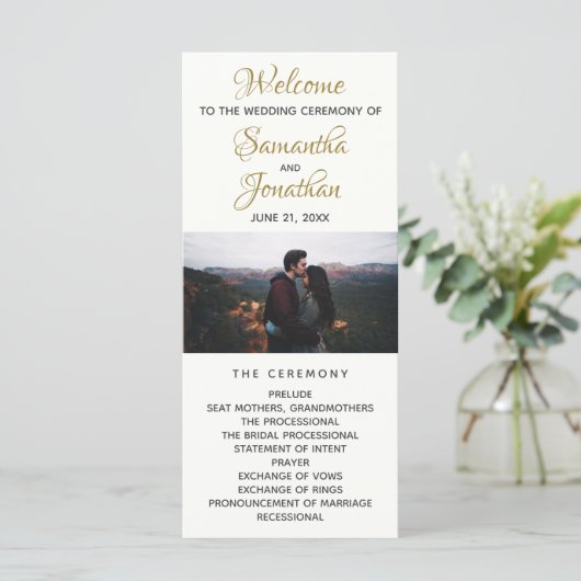 モダンアイボリー結婚式 プログラムカスタム写真 プログラム (スタンド正面)