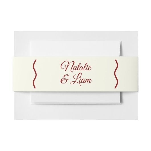 モダンアイボリー赤ファンキーはっきりしたユニークレトロ結婚 招待状ベリーバンド (正面例)