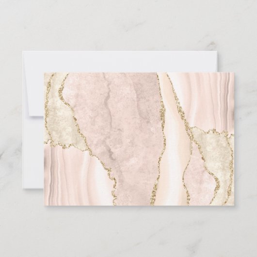 モダンアイボリー金ゴールドアガ結婚ート 出欠カード (裏面)