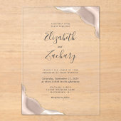 モダンアイボリー金ゴールドアゲート結婚コーナ アクリル招待状 (正面)