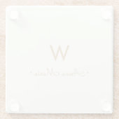 モダンアイボリー金ゴールドスクリプトモノグラム ガラスコースター (裏面)