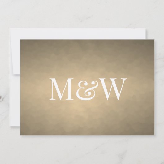 モダンアイボリー金ゴールドモノグ結婚ラム 招待状 (裏面)