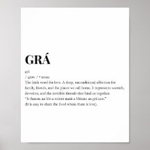 モダンアイリッシュ Grá 愛の意味プリント