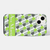 モダンアインスパイアデコの緑の名前 iPhoneケース (裏面横)