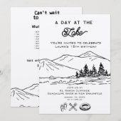 モダンアウトドアネイチャーサマー森林パーティーレイク 招待状 (正面/裏面)