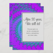 モダンアクアとパープルのフラクタルパターン 誓いの更新 招待状 (正面/裏面)