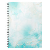 モダンアクアゴールドアルコールインクアート水彩海洋 ノートブック (正面)
