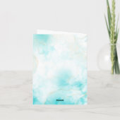 モダンアクアゴールドアルコールインクアート 水彩 海 サンキューカード (裏面)