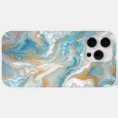 モダンアクアターコイズティールブルーゴールドアートパターン Case-Mate iPhoneケース (裏面 (横))