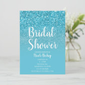 モダンアクアブルーギラギラブライダルシャワー 招待状 (スタンド正面)