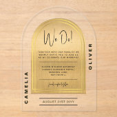 モダンアクリルはっきりした金ゴールドミニマ結婚リスト アクリル招待状 (正面)