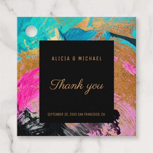 モダンアクリル絵画金ゴールド結婚ありがとう フェイバータグ (正面)