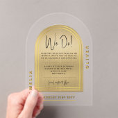 モダンアクリル金ゴールドはっきりしたブラックミニマル結婚リスト アクリル招待状 (インサイチュ (ポータブル))