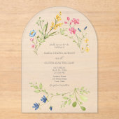 モダンアクリル ワイルドフラワー ウェディング招待状 アクリル招待状 (正面)