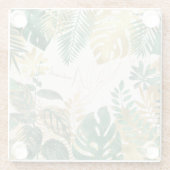 モダンアナスタシア金ゴールドグリーントロピカル離れ ガラスコースター (裏面)