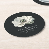 モダンアネノメ結婚フラワーの白黒フォーマル ラウンドペーパーコースター (アングル)