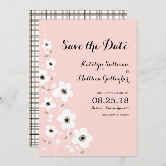 モダンアネモネ | 結婚式のご案内を保存して セーブザデート (正面/裏面)