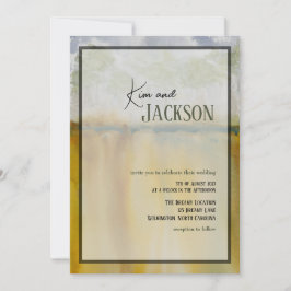 モダンアブストラクトアートの水彩ウェディング招待状 招待状