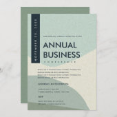 モダンアブストラクトアートアクアブルーカンファレンスイベント 招待状 (正面/裏面)