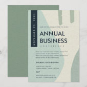 モダンアブストラクトアートアクアブルーカンファレンスイベント 招待状 (正面/裏面)