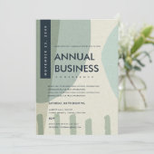 モダンアブストラクトアートアクアブルーカンファレンスイベント 招待状 (スタンド正面)