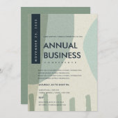 モダンアブストラクトアートアクアブルーカンファレンスイベント 招待状 (正面/裏面)