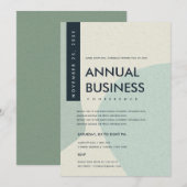 モダンアブストラクトアートアクアブルーカンファレンスイベント 招待状 (正面/裏面)