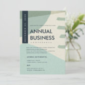 モダンアブストラクトアートアクアブルーカンファレンスイベント 招待状 (スタンド正面)