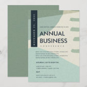 モダンアブストラクトアートアクアブルーカンファレンスイベント 招待状 (正面/裏面)