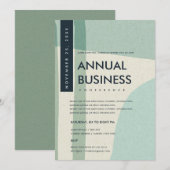 モダンアブストラクトアートアクアブルーカンファレンスイベント 招待状 (正面/裏面)