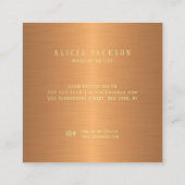 モダンアブストラクトアートペイントの銅金モノグラム スクエア名刺 (裏面)