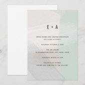 モダンアブストラクトアート ミントグリーン ウェディング 招待状 (正面/裏面)