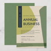 モダンアブストラクトアート ライムグリーン カンファレンス イベント 招待状 (正面/裏面)