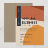 モダンアブストラクトアート ラストオレンジ カンファレンス イベント 招待状 (正面/裏面)