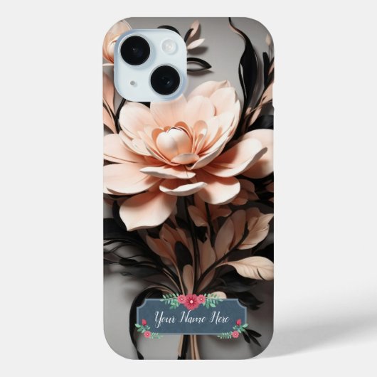 モダンアブストラクトアート 桃の花 Case-Mate iPhoneケース (裏面)