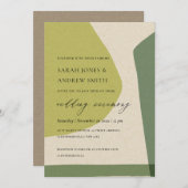 モダンアブストラクトイエロー ライムグリーン アーティスティック ウェディング 招待状 (正面/裏面)