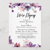 モダンアブストラクトウォーターカラーフローラルズ ウィーアーエローピング 招待状 (正面/裏面)