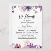 モダンアブストラクトウォーターカラーフローラルズ 私たちは秘密の結婚式を挙げた! 招待状 (正面)