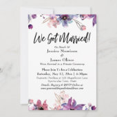 モダンアブストラクトウォーターカラーフローラルズ 私たち結婚しました! 招待状 (正面)