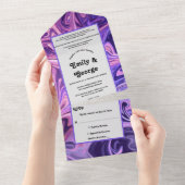 モダンアブストラクトギャラクシーアート ウェーブ ブルー シック ウェディング オールインワン招待状 (貼ってはがせる)