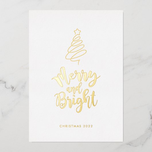 モダンアブストラクトクリスマスツリー | あなたのお写真を追加 箔シーズンカード (正面)