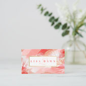 モダンアブストラクトゴールド、ピンク&レッドの水彩インク 名刺 (スタンド正面)