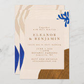 モダンアブストラクトシェイプ 砂青 結婚式 招待状 (正面/裏面)