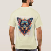 モダンアブストラクトデザインの犬 Tシャツ (裏面)