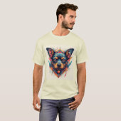モダンアブストラクトデザインの犬 Tシャツ (正面フル)