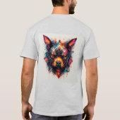 モダンアブストラクトデザインの犬 Tシャツ (裏面)