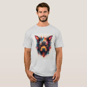 モダンアブストラクトデザインの犬 Tシャツ (正面フル)